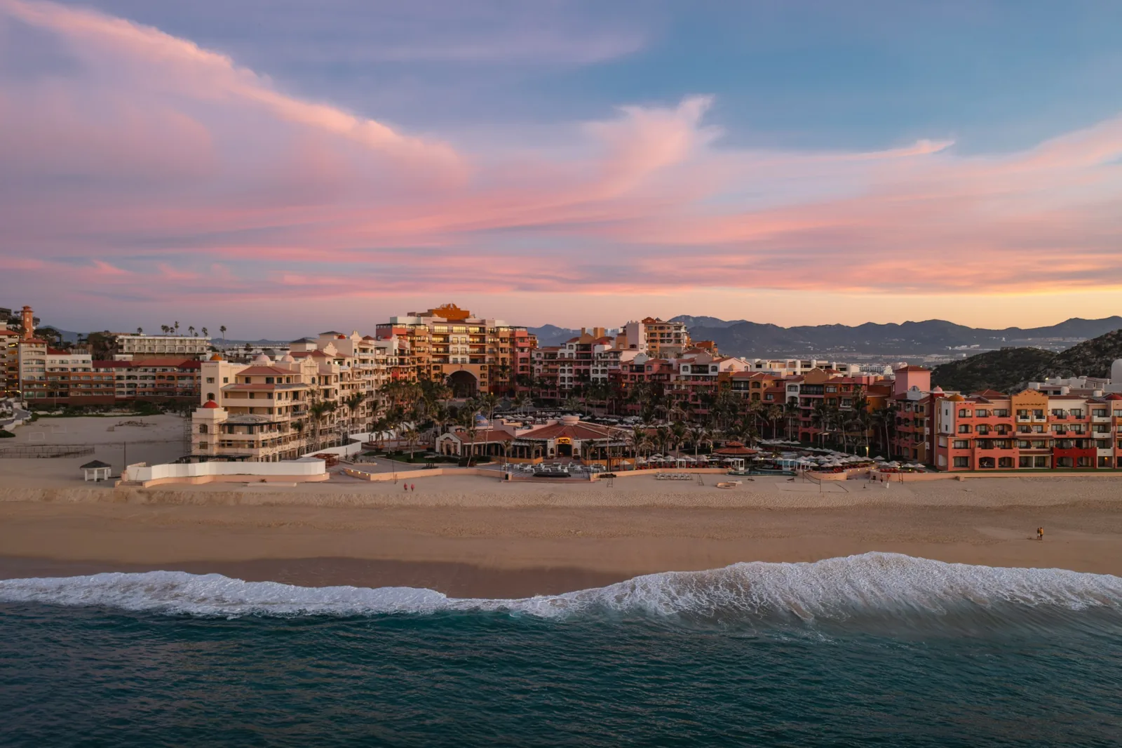 Dusk over a Los Cabos resort